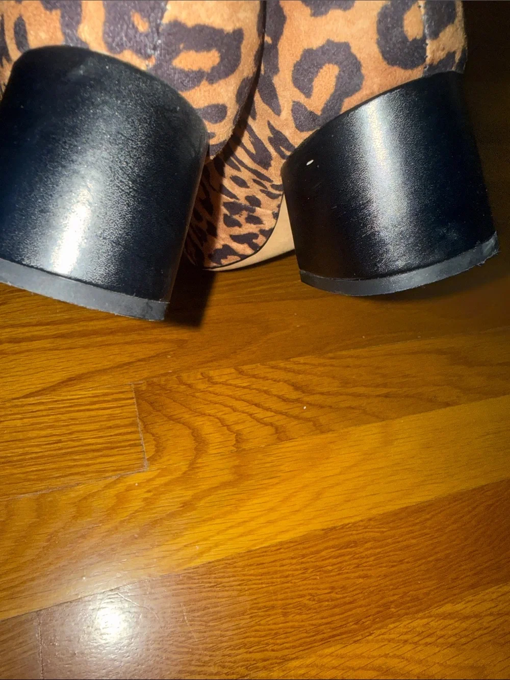 Franco Sarto Leopard Print Pointed Block Heel Pumps - Brown & Black